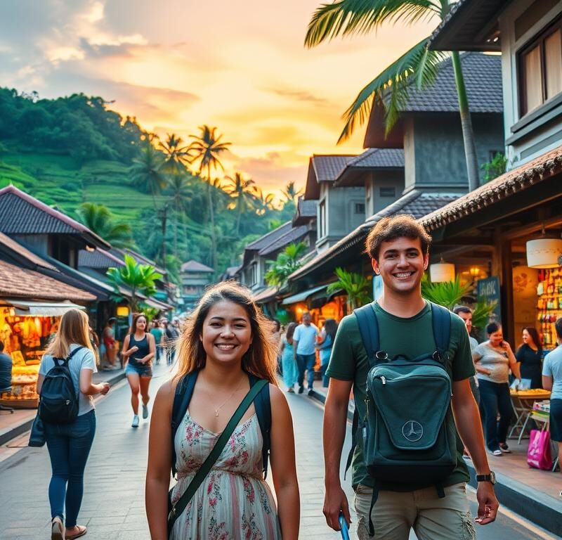 Ubud young travelers exploring the town